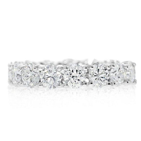 Diamond Eternity Ring Round 14K White Gold 3.90 TCW D/VS2 - Picture 1 of 7